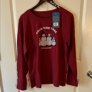 Life Is Good Maroon Long Sleeve Tee